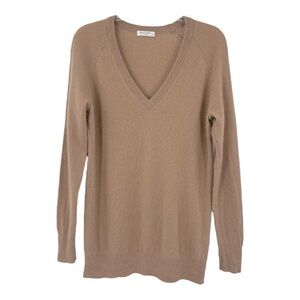 Equipment Women's Tan V-Neck Long-Sleeve Cashmere Madalene Sweater SP